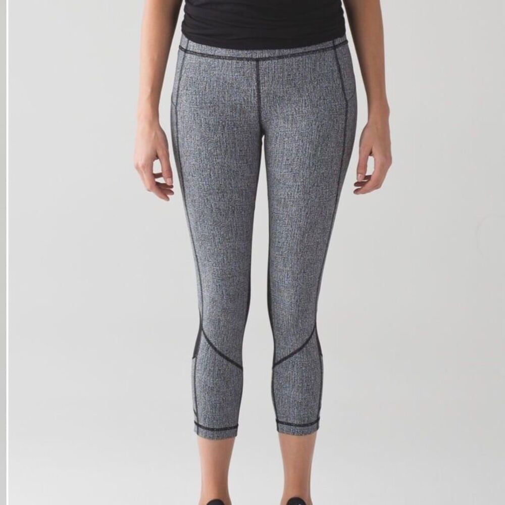Lululemon Pace Rival Crop (19")Cross Hatch Heather Black Heather Ice Grey 6 #244